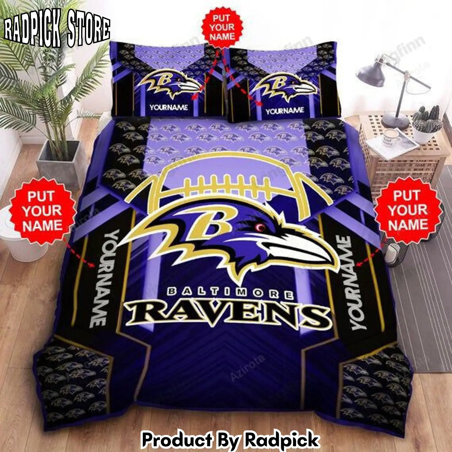 Radpick baltimore ravens 3pcs bedding set duvet cover and pillow cases gift for fan 1560 rp3278499
